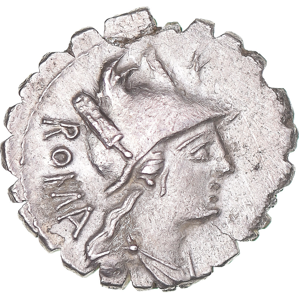 minca,
C. Poblicius Q.f.,
Denár Serratus