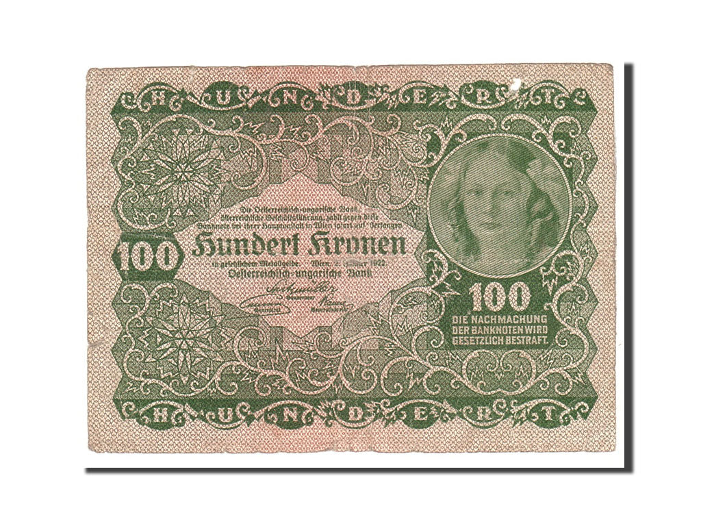 bankovka,
Rakúsko,
100 korún