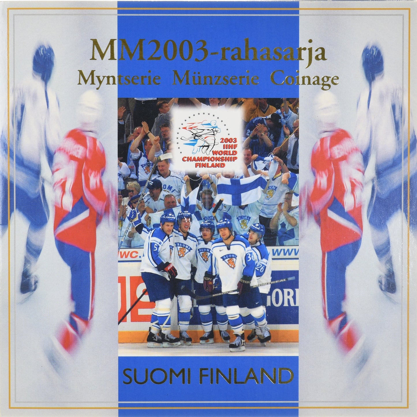 Fínsko,
Set 1 cts. - 2 eurá,
Majstrovstvá sveta v hokeji IIHF