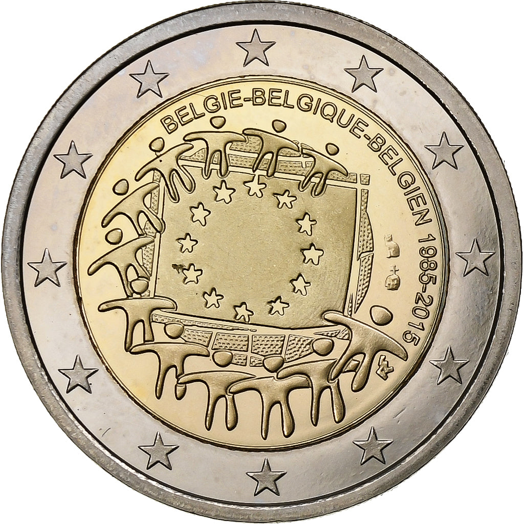 Belgicko,
2 eurá,
30 rokov vlajky Európskej únie