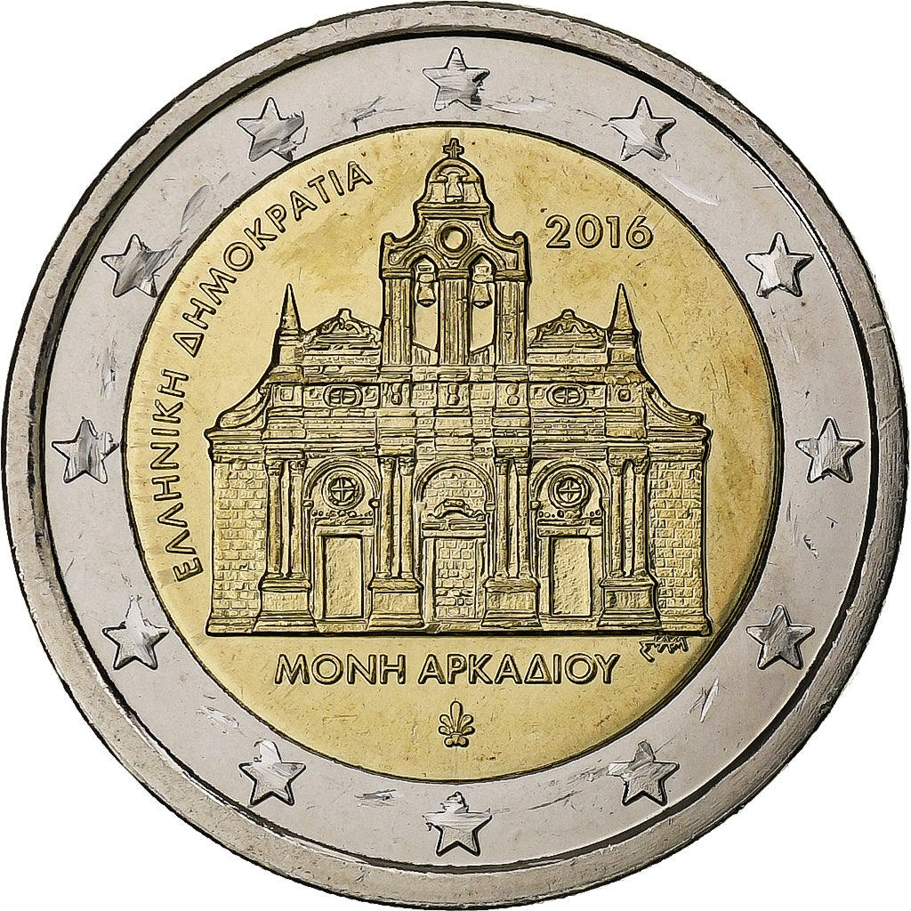 Grécko,
2 eurá,
Kláštor Arkadi