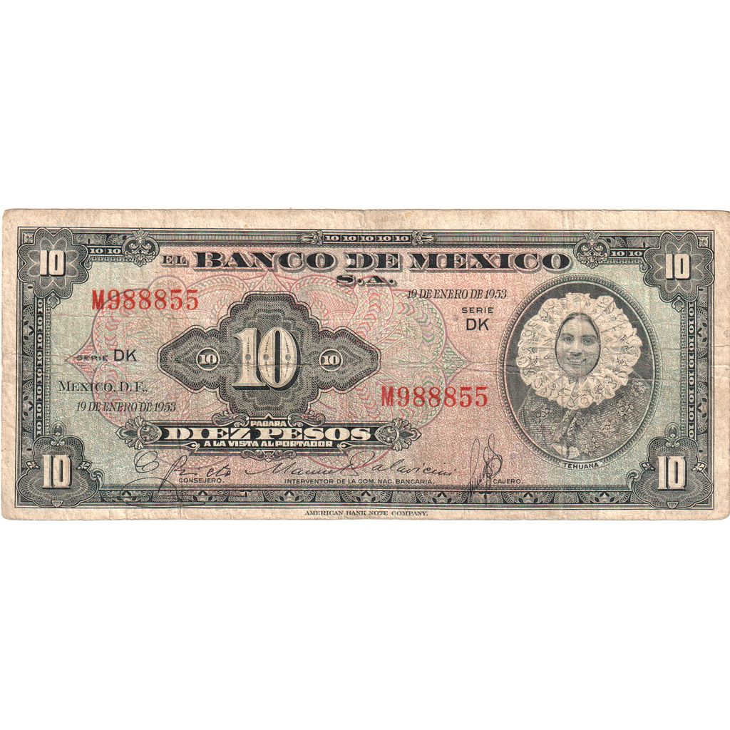 Mexiko,
10 pesos,
1953