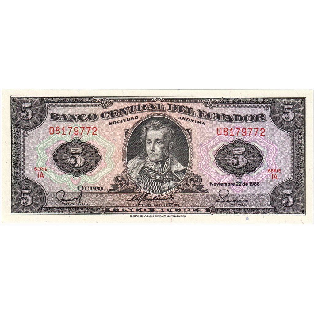 Ekvádor,
5 Sucres,
1988-11-22