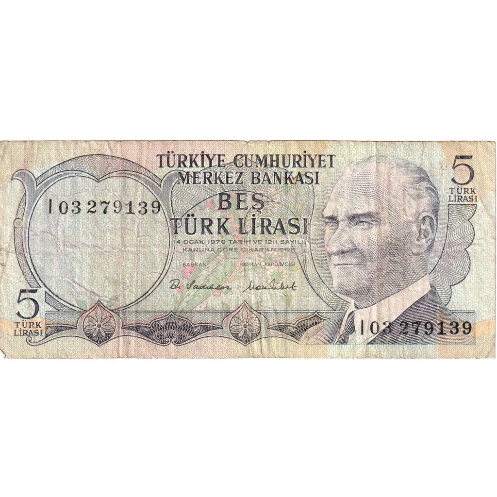 Turecko,
5 lír,
VF(30-35)