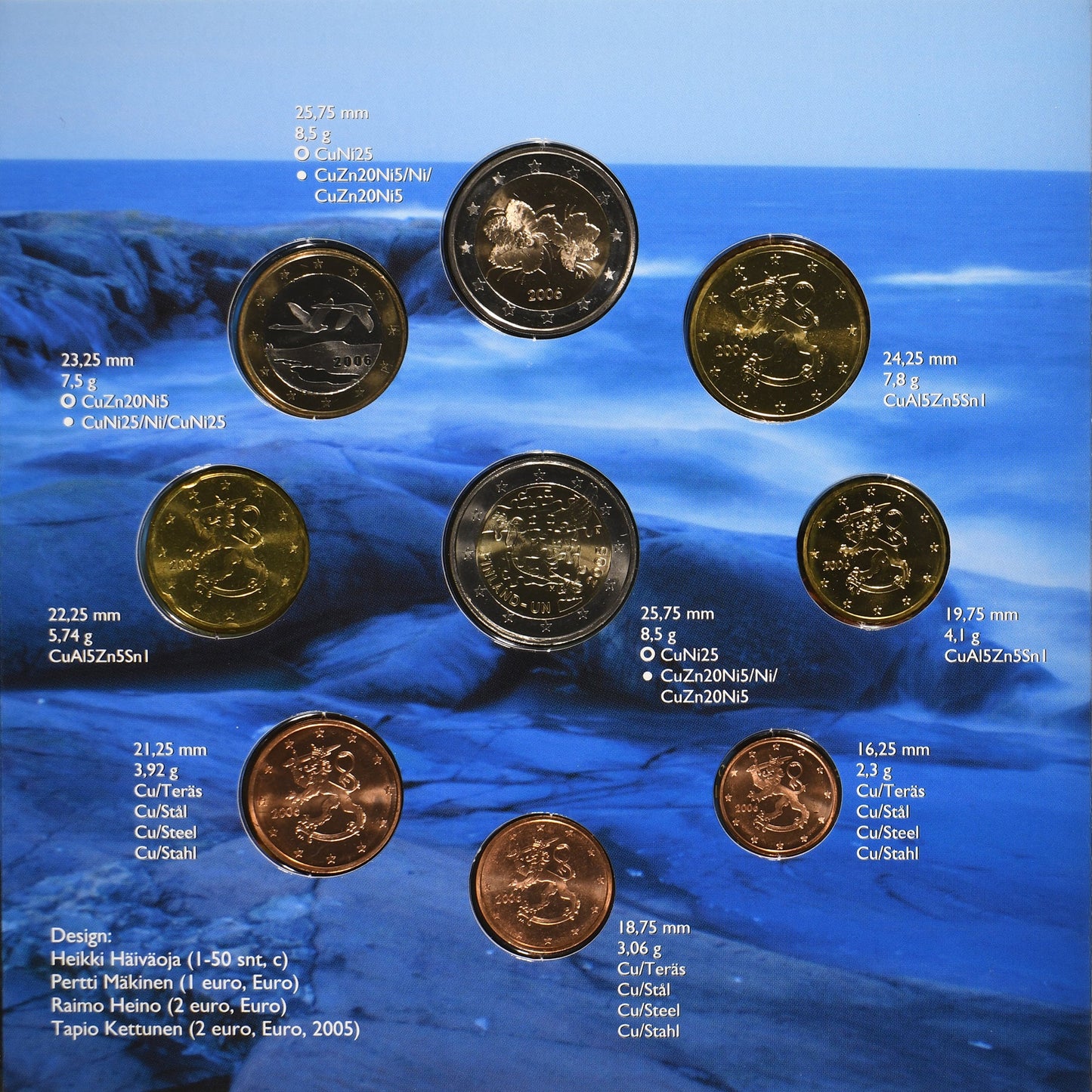 Fínsko,
Set 1 ct. - 2 eurá + 2 eurá,
FDC
