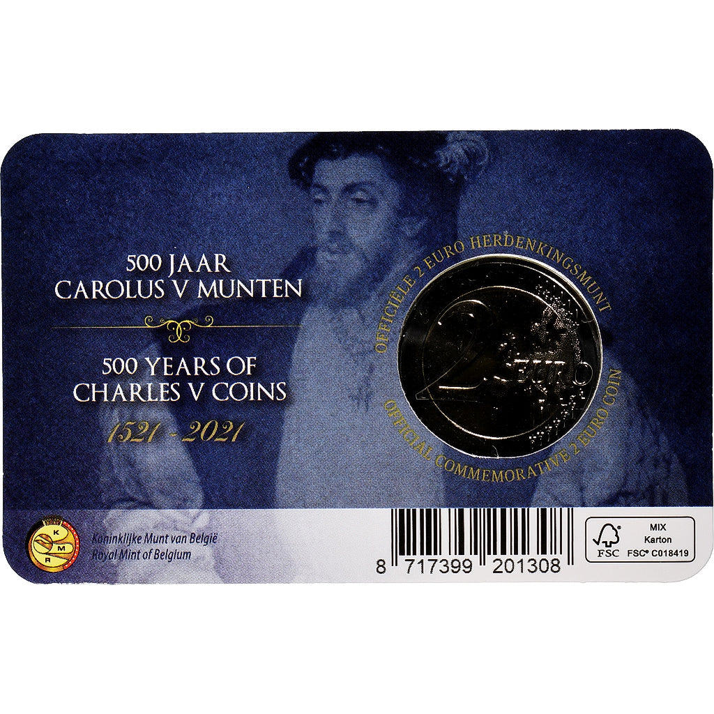 Belgicko,
2 eurá,
Charles Quint