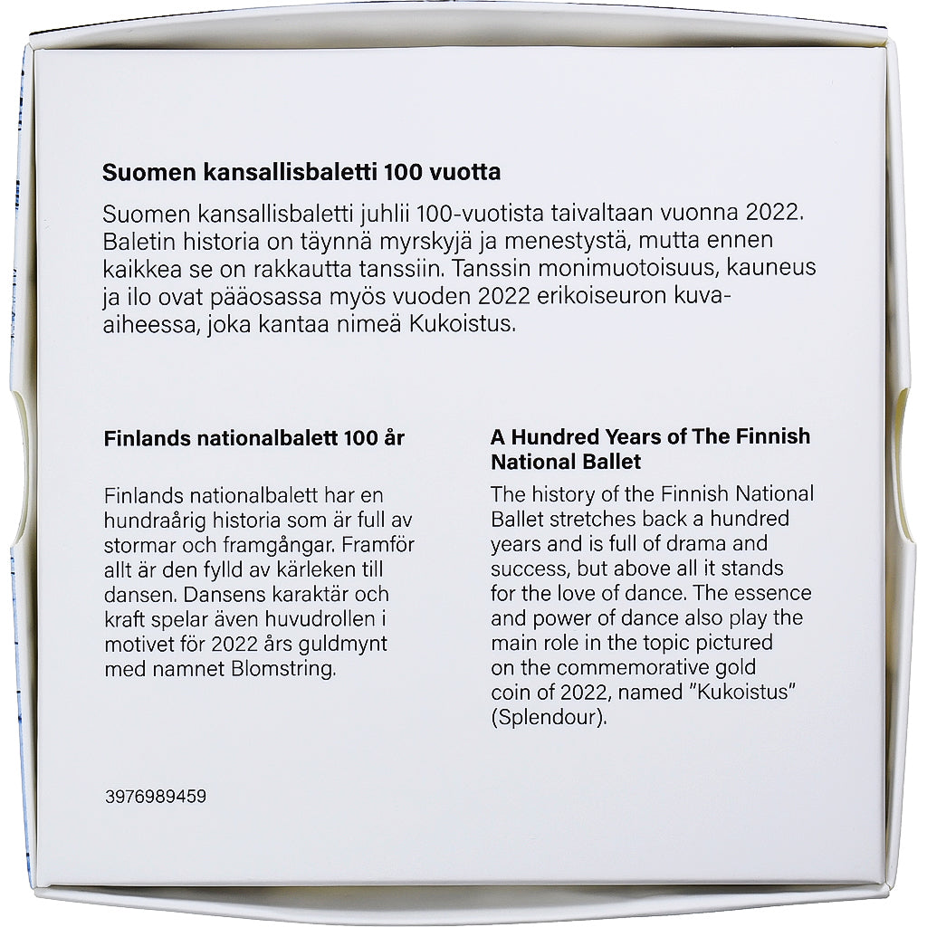 Fínsko,
2 eurá,
100 rokov národného baletu