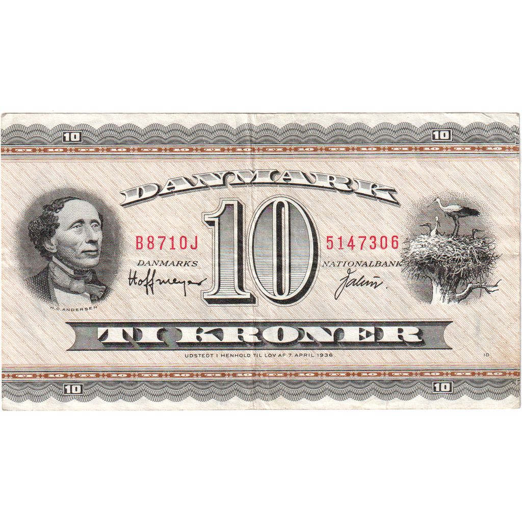 Dánsko,
10 korún,
7. 4. 1936