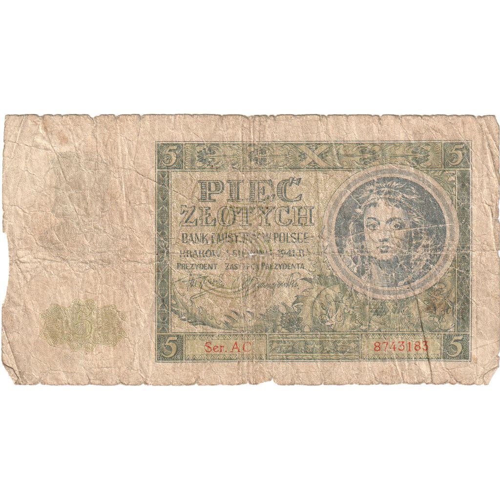 Poľsko,
5 zlotych,
1941-08-01