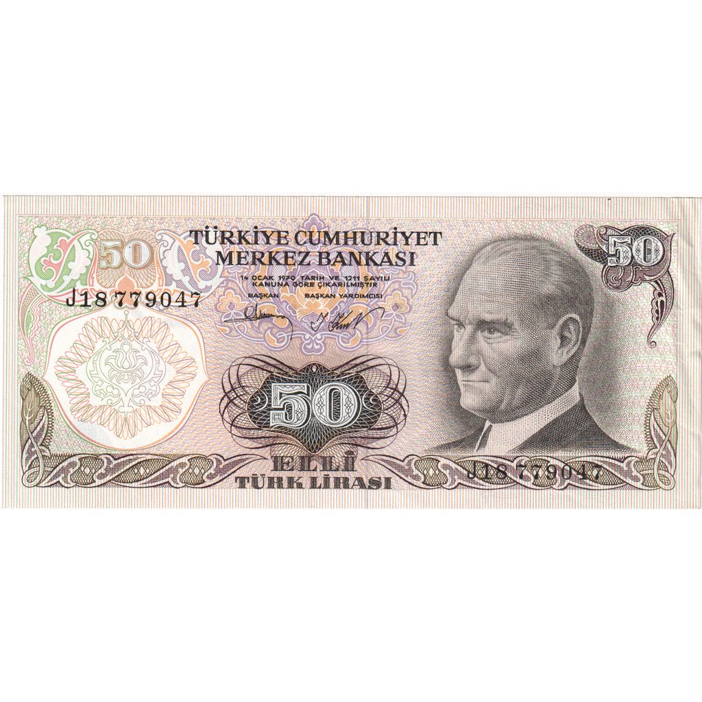 Turecko,
50 lír,
Starý dátum 1970-10-14
