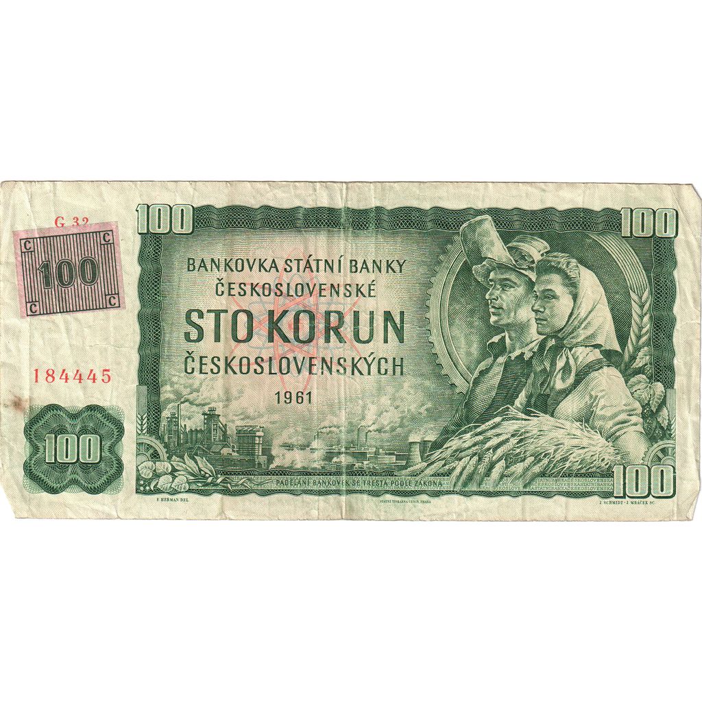 Československo,
100 korún,
1961