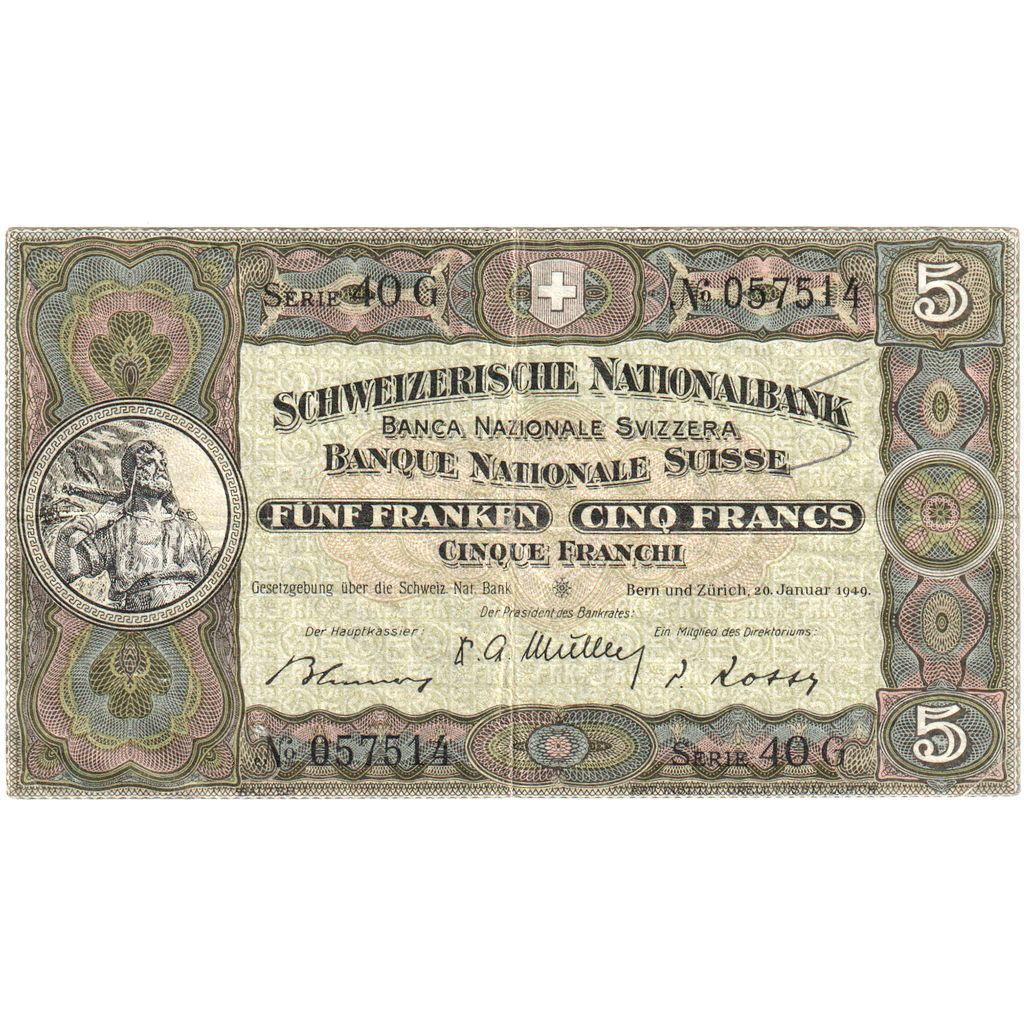 Švajčiarsko,
5 Franken,
1949-01-20