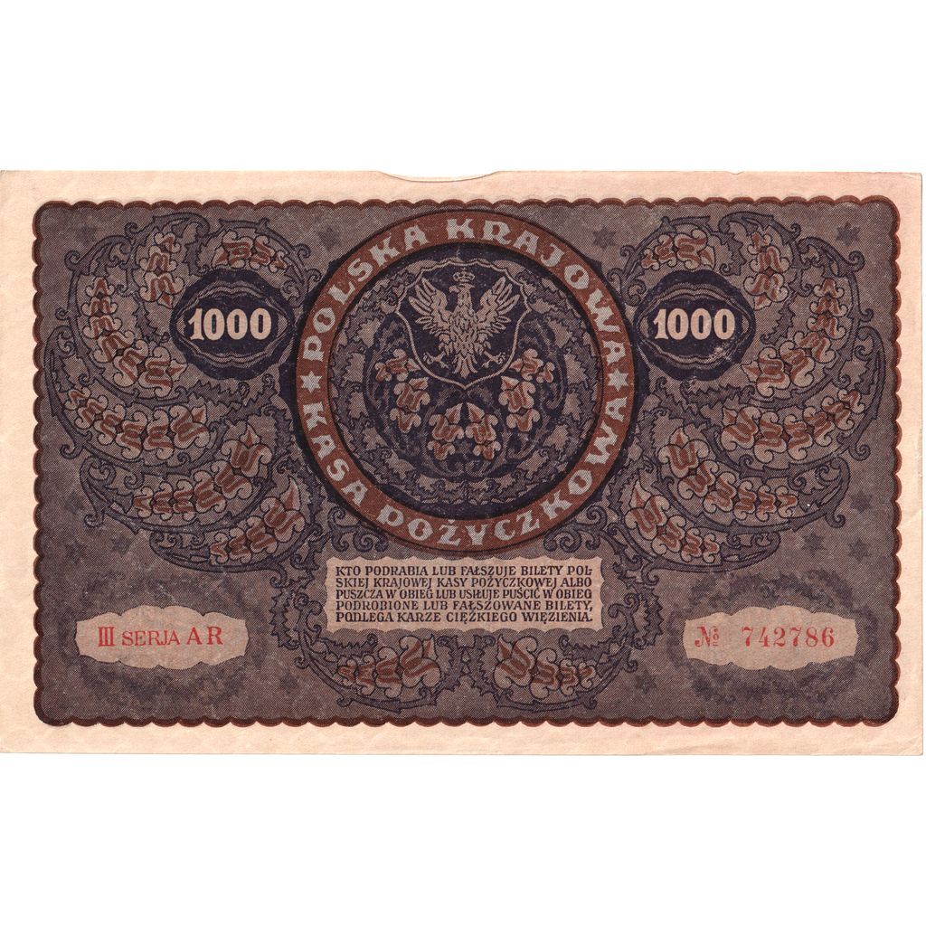 Poľsko,
1000 Marek,
1919-08-23