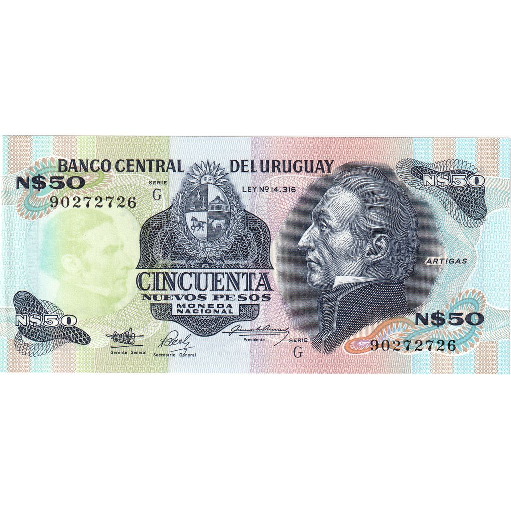 Uruguaj,
50 nuevos pesos,
UNC(65-70)