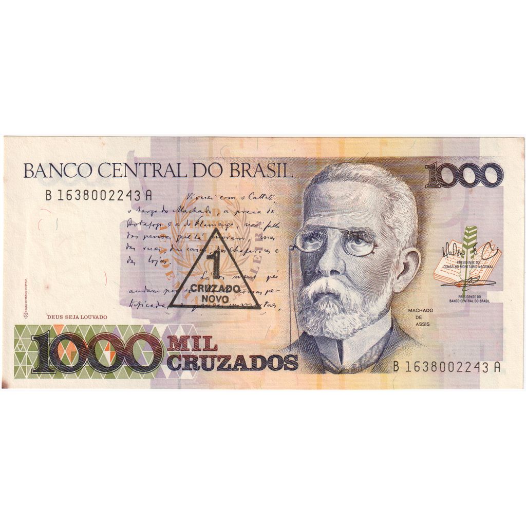 Brazília,
1 Cruzado Novo na 1000 Cruzado,
EF(40-45)