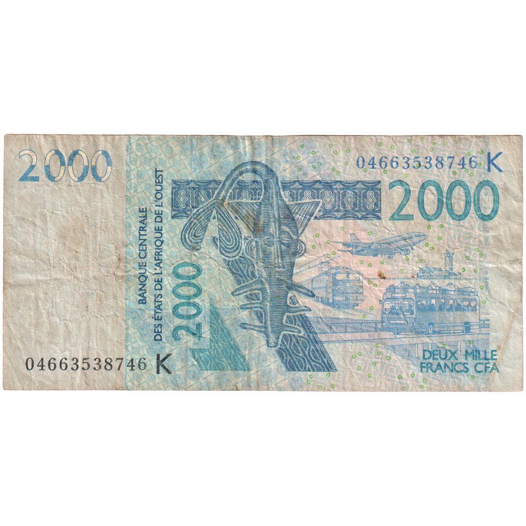 štáty západnej Afriky,
2000 frankov,
VF(30-35)