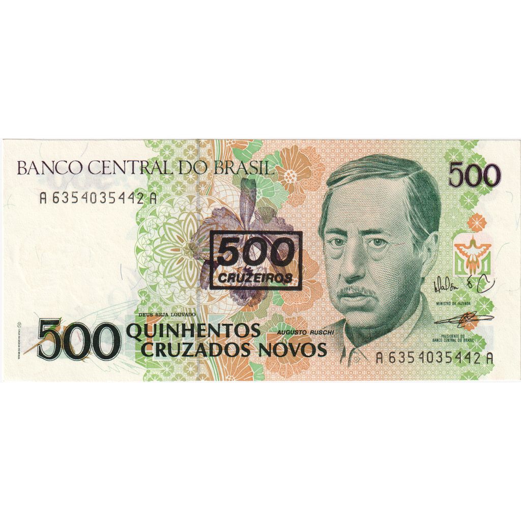 Brazília,
500 Cruzeiros na 500 Cruzados Novos,
UNC(63)