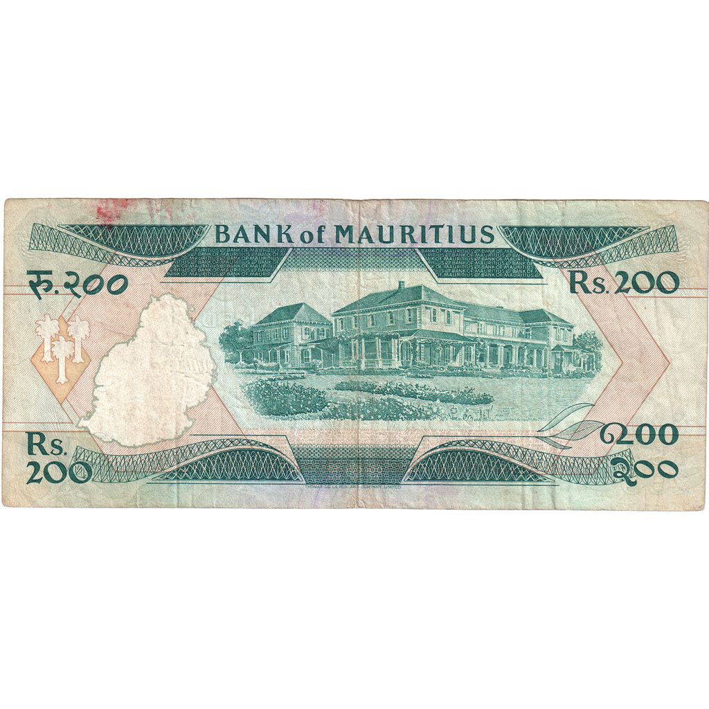bankovka,
Maurícius,
200 rupií