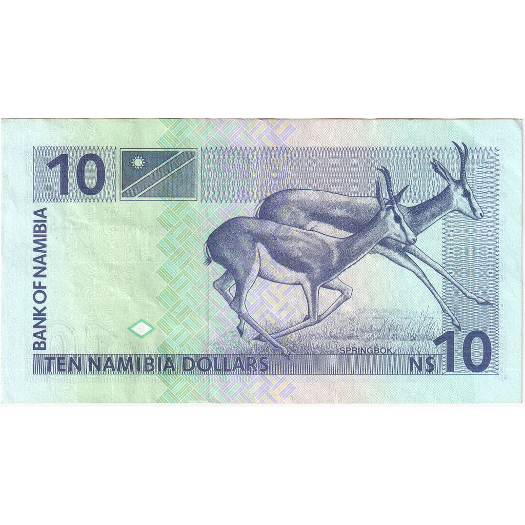 Namíbia,
10 namíbijských dolárov,
UNC(63)