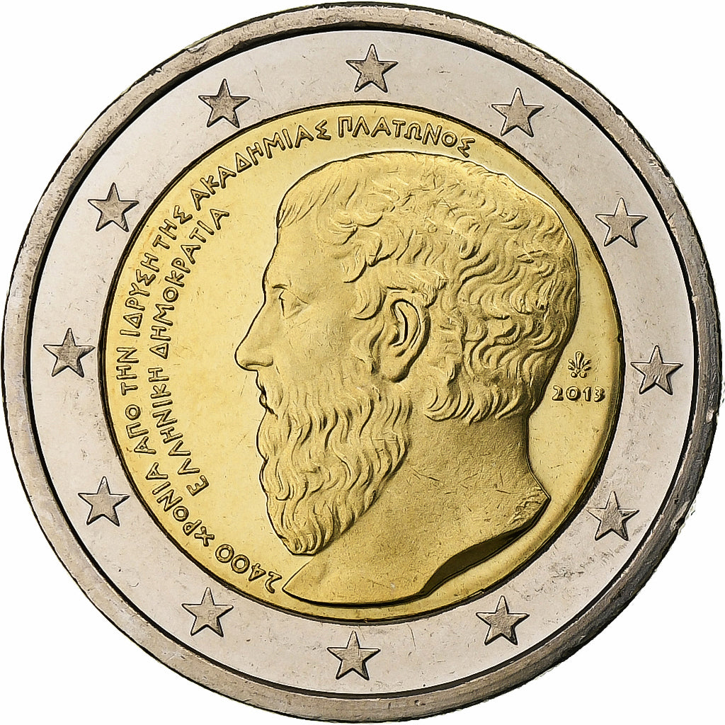 Grécko,
2 eurá,
Platónska akadémia