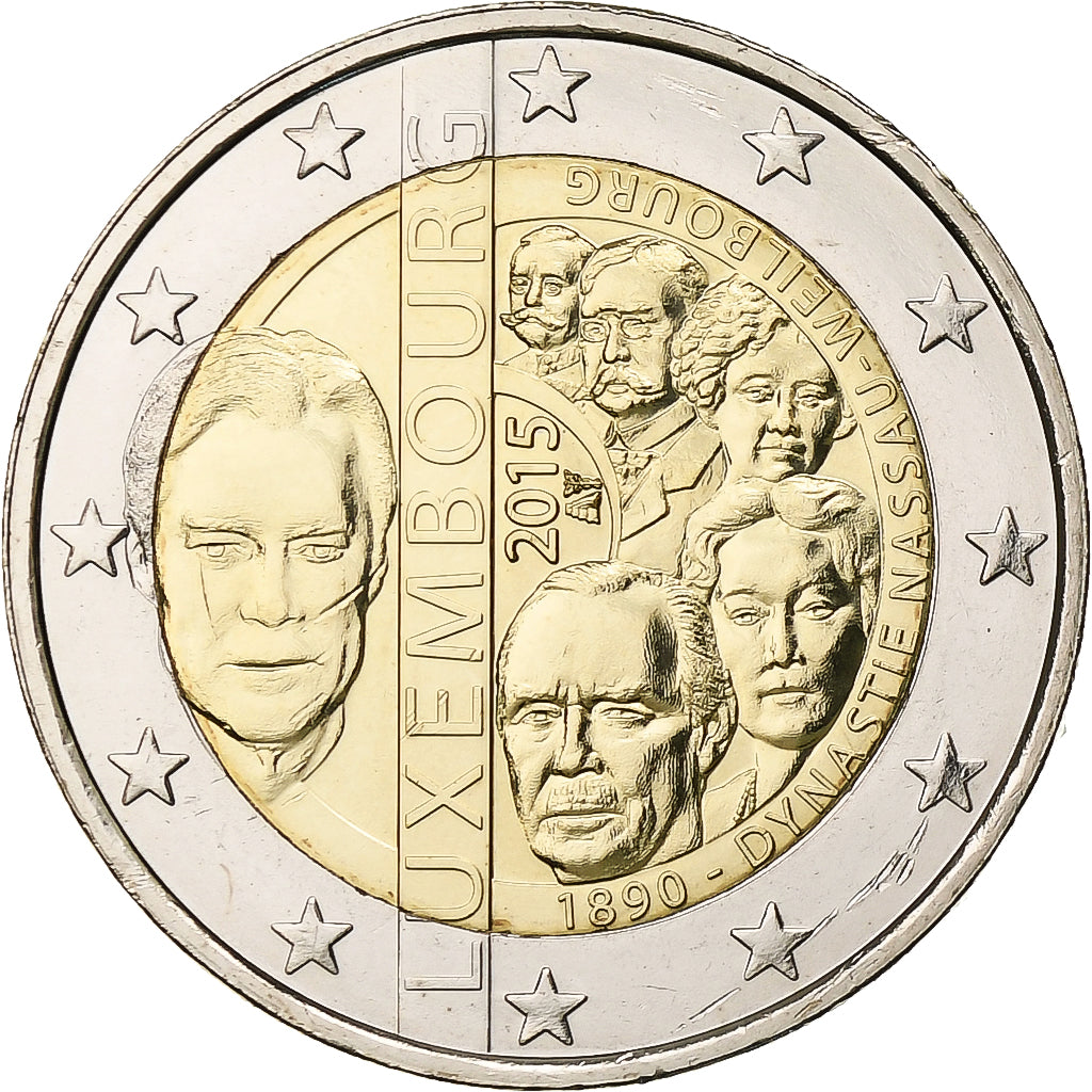 Luxembursko,
2 eurá,
Dom Nassau-Weilburg