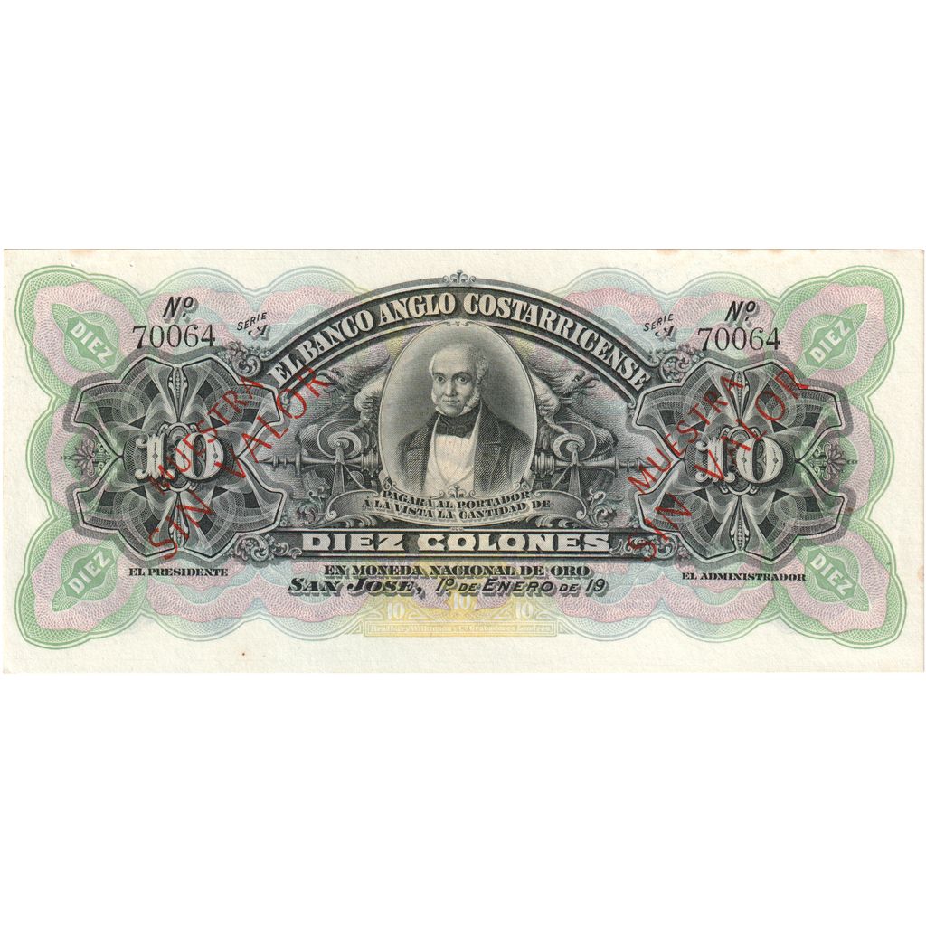 Kostarika,
10 Colones,
1903-01-01