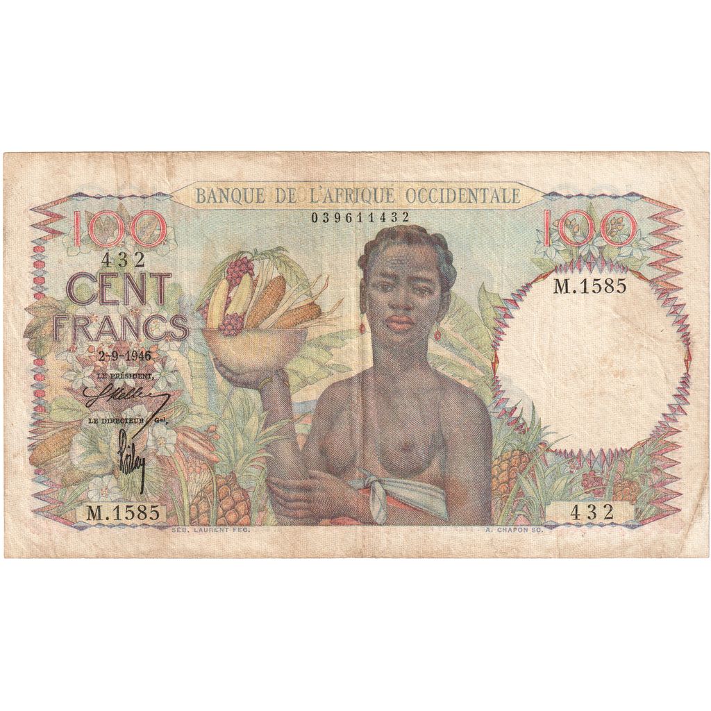 francúzska západná Afrika,
100 frankov,
1946