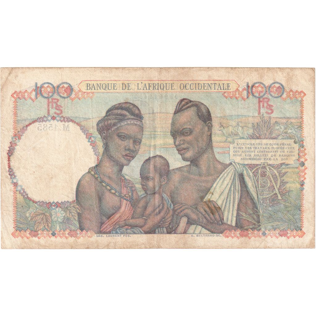 francúzska západná Afrika,
100 frankov,
1946