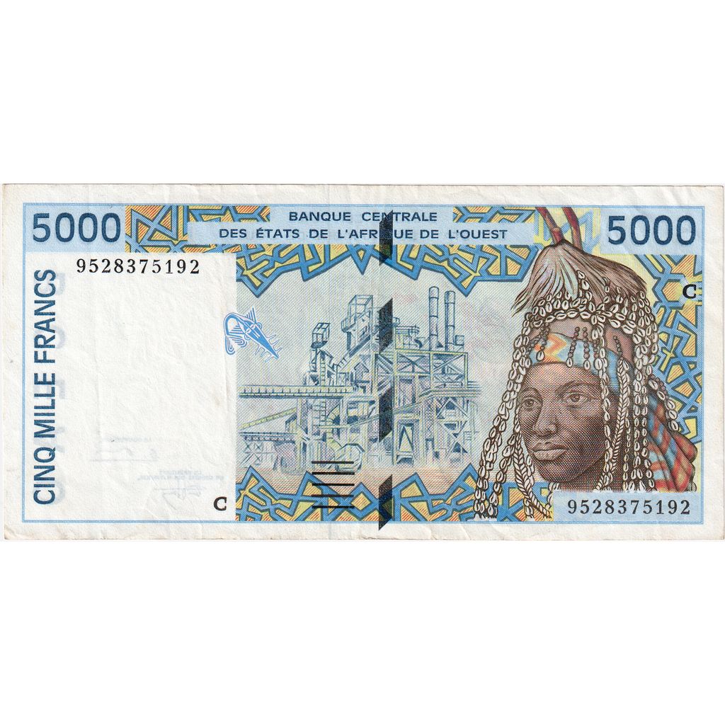 štáty západnej Afriky,
5000 frankov,
EF(40-45)
