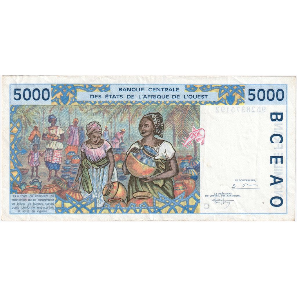 štáty západnej Afriky,
5000 frankov,
EF(40-45)