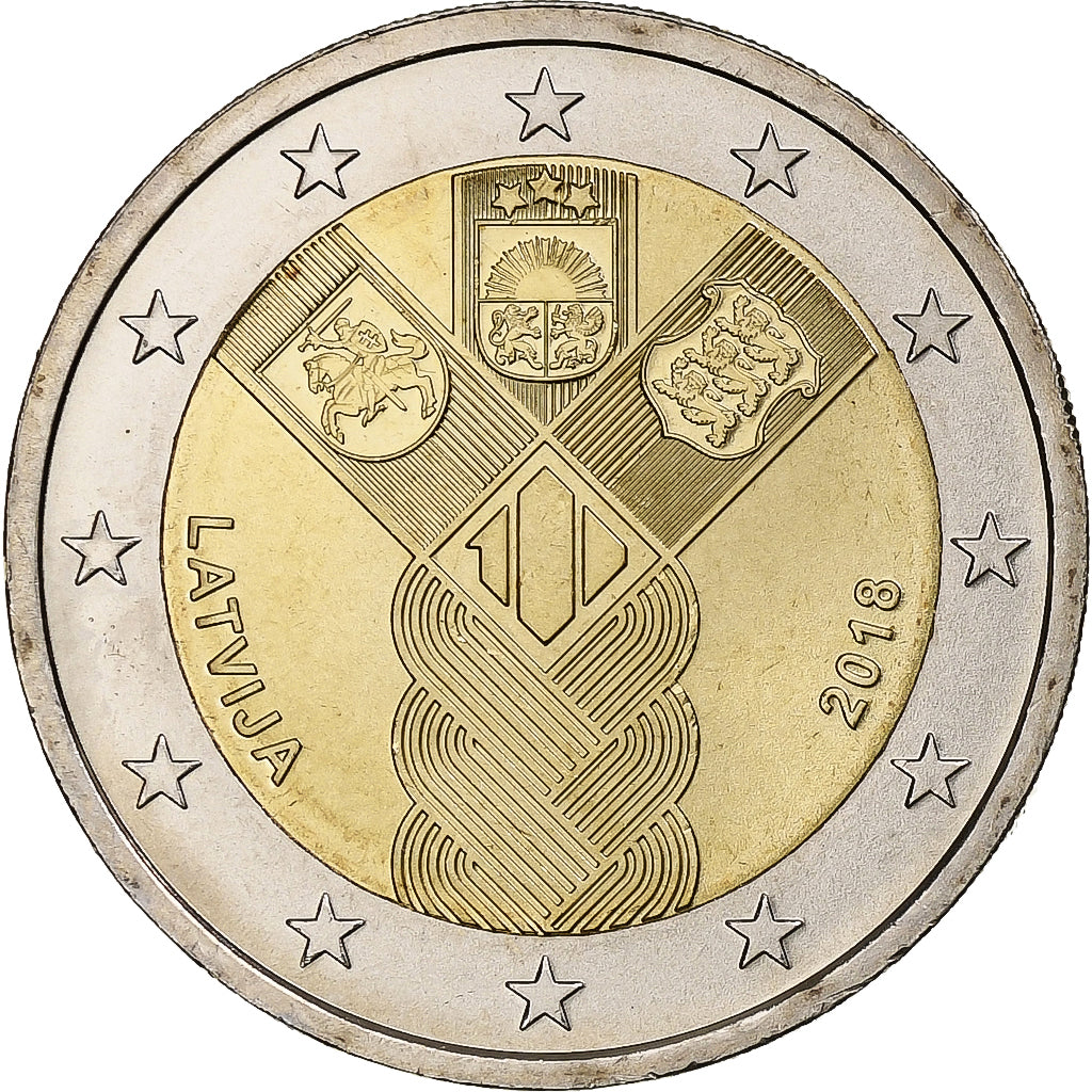 Lotyšsko,
2 eurá,
100 ans des pays baltes