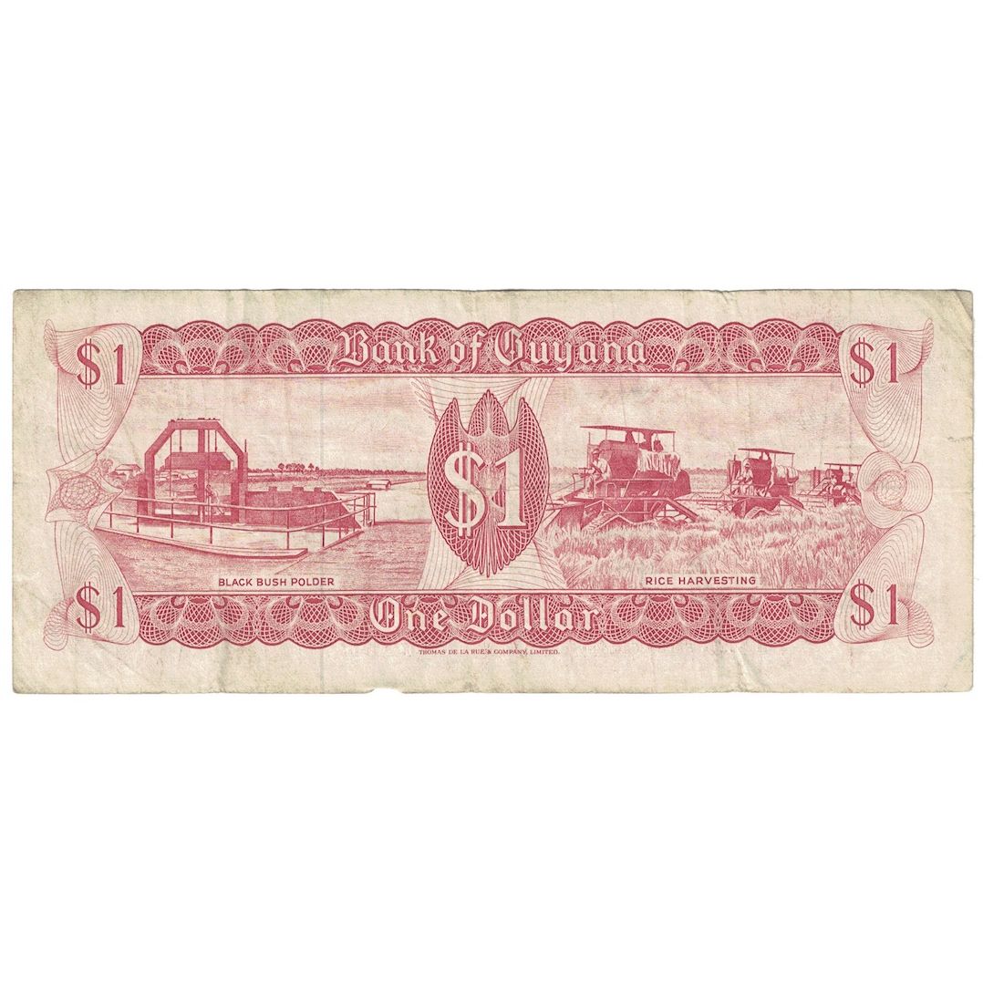 bankovka,
Guyana,
1 dolár