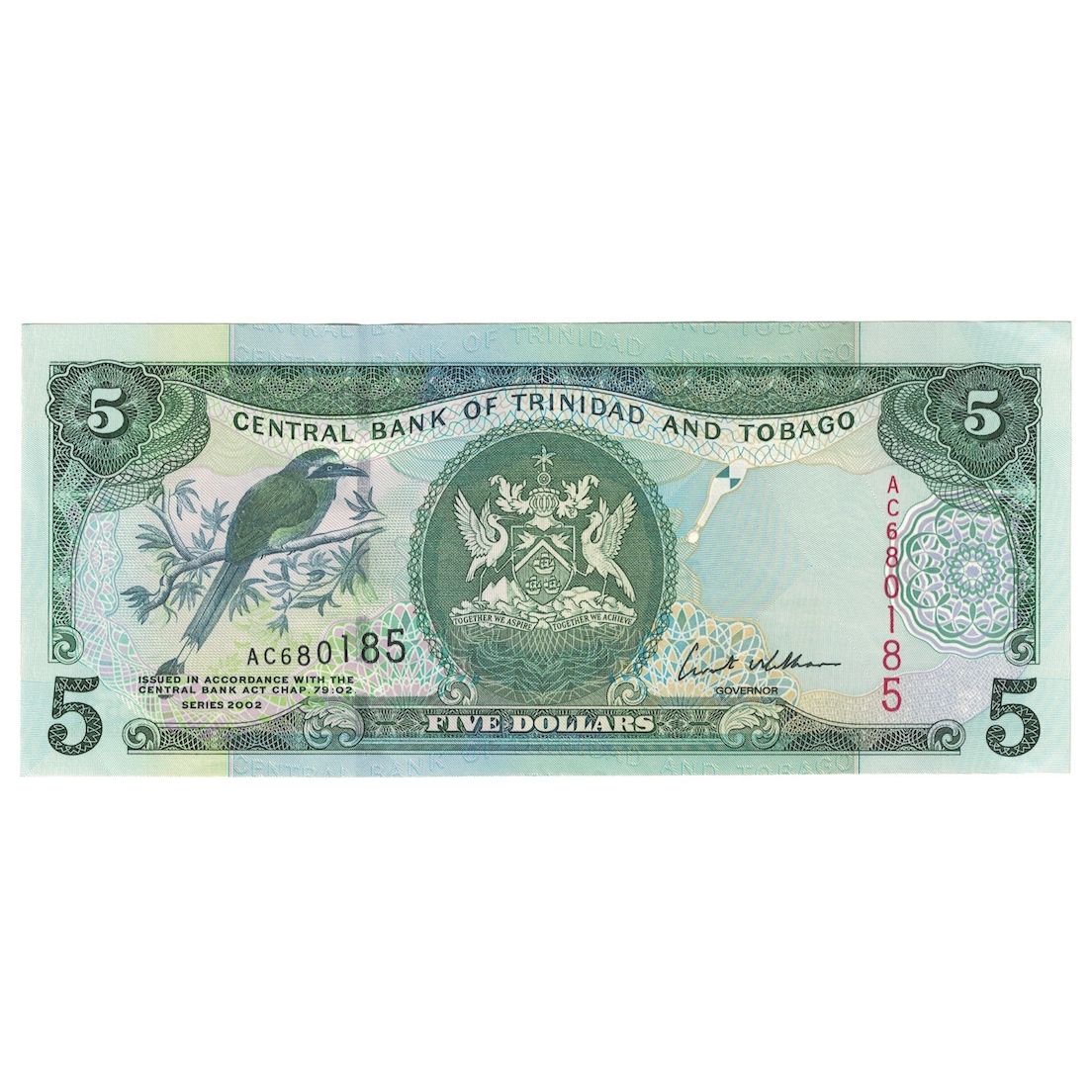 bankovka,
Trinidad a Tobago,
5 dolárov