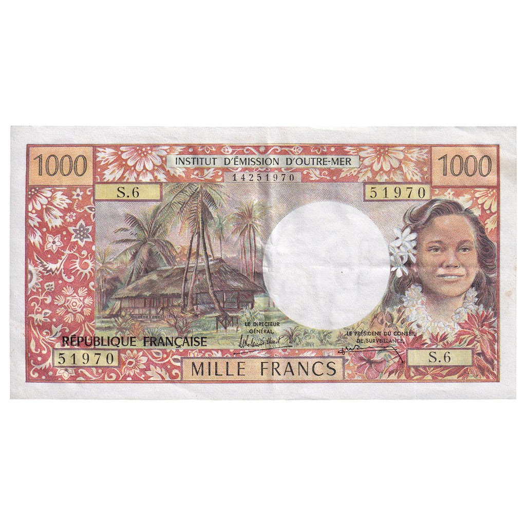 bankovka,
Tahiti,
1000 frankov