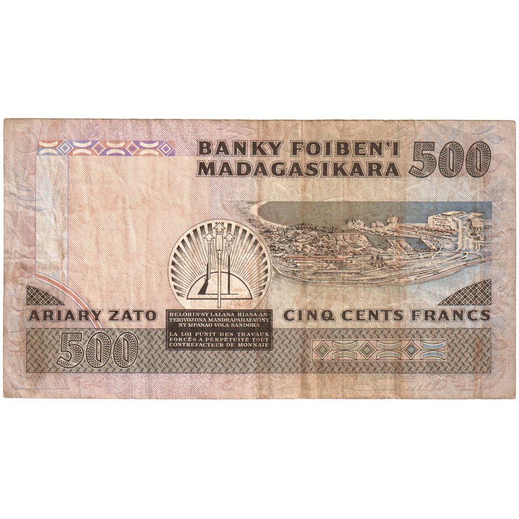 Madagaskar,
500 frankov = 100 ariary,
VF(30-35)