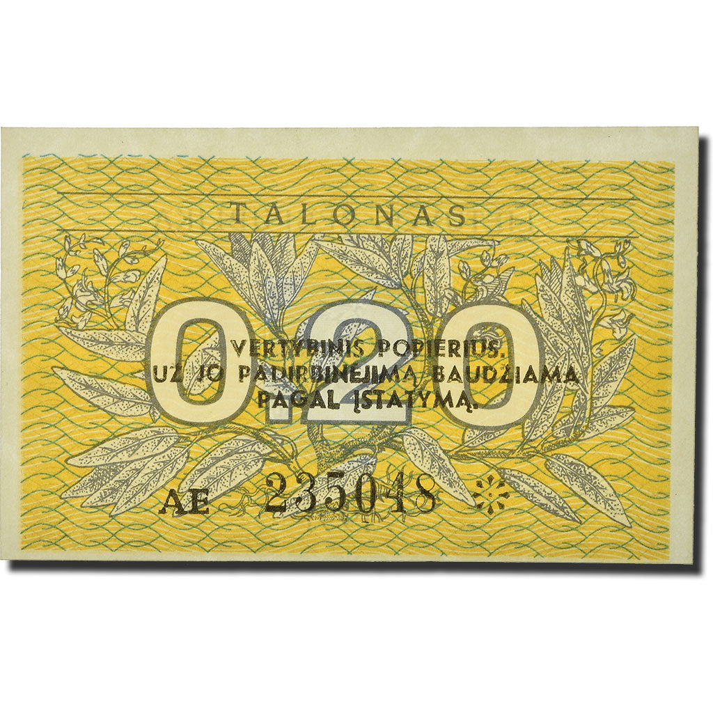 bankovka,
Litva,
0,20 Talonas