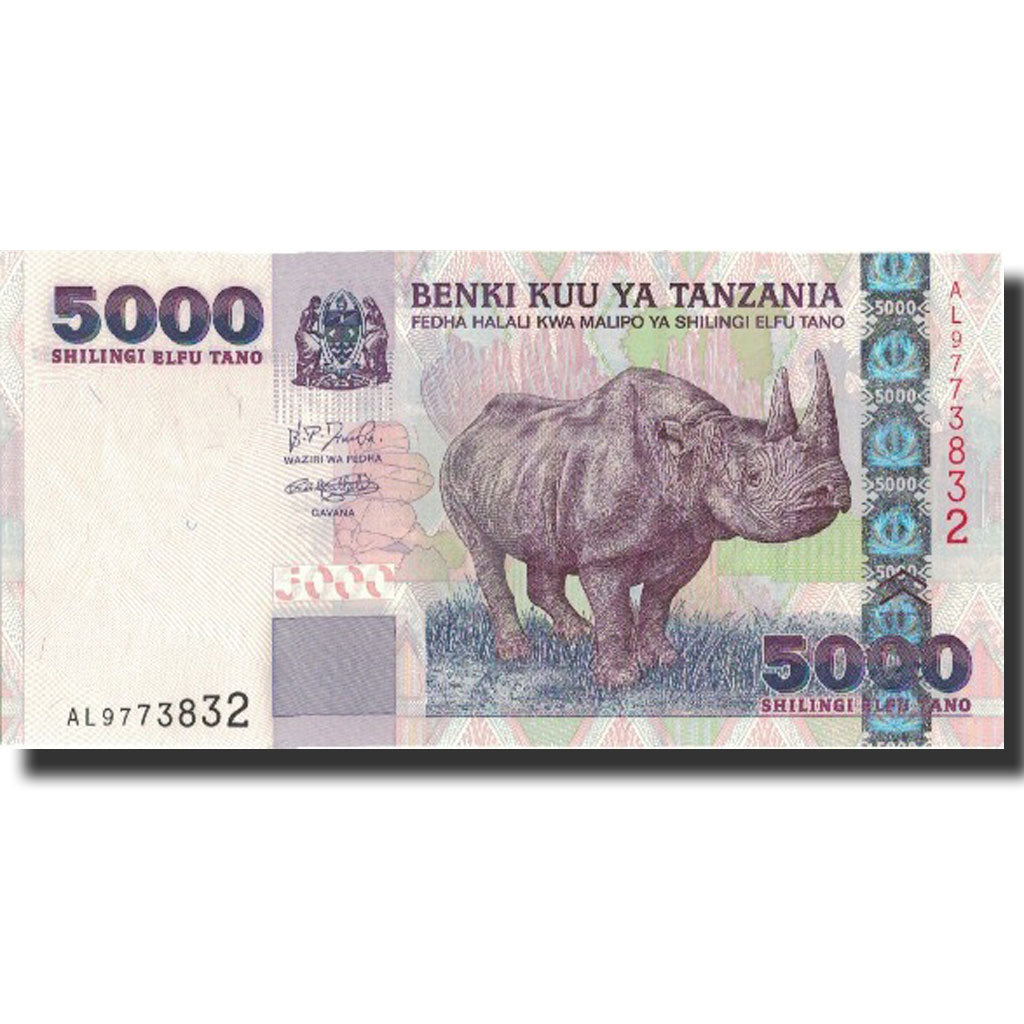 bankovka,
Tanzánia,
5000 šilingov