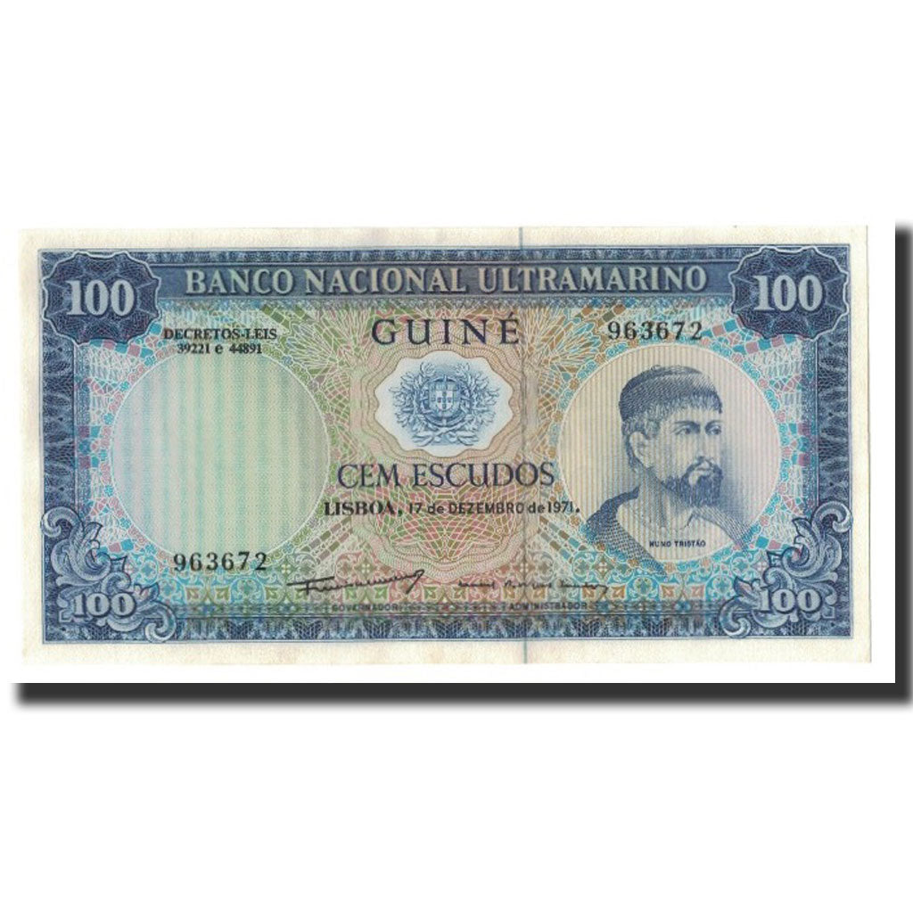bankovka,
portugalská Guinea,
100 Escudos