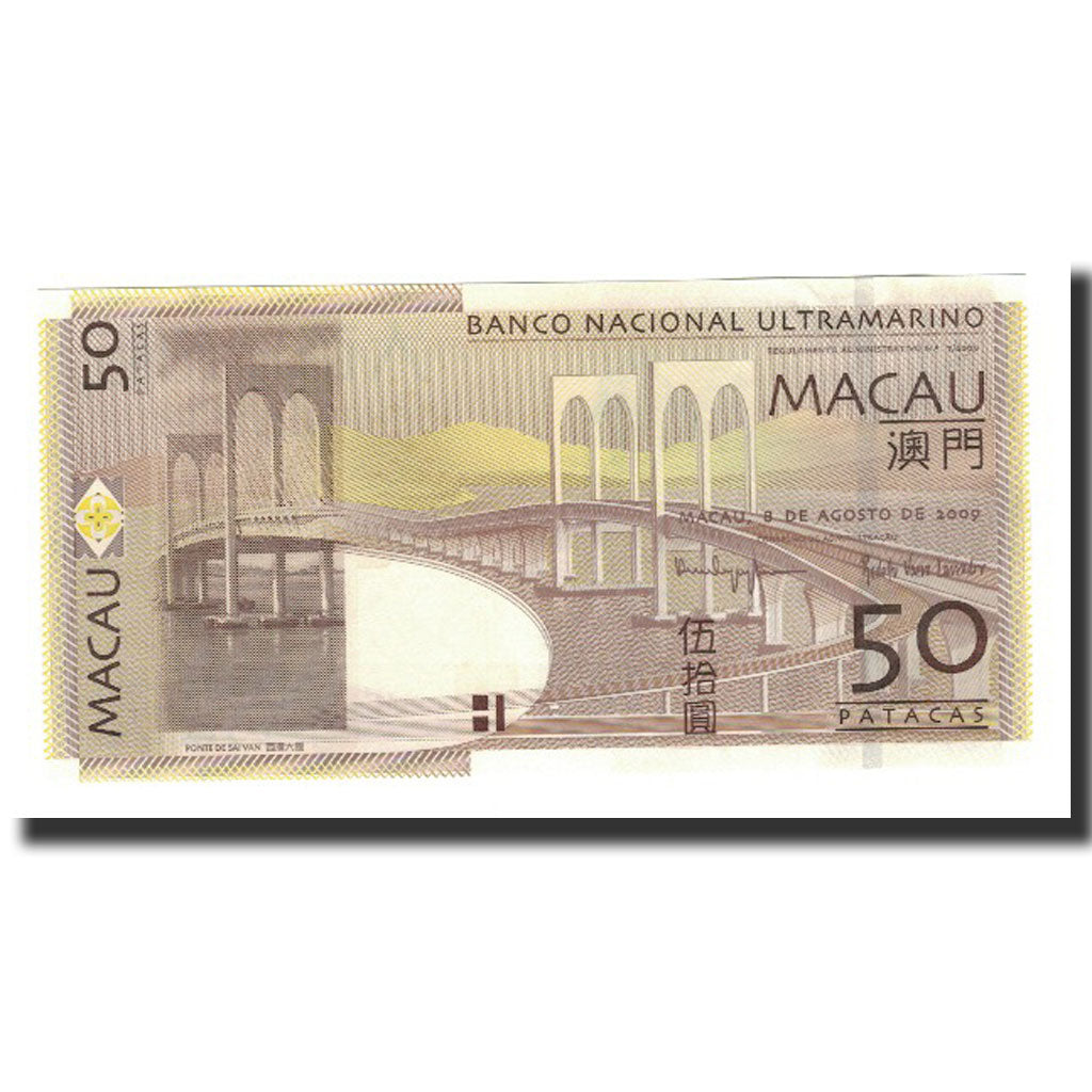 bankovka,
Macao,
50 Patacas