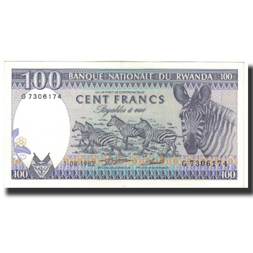bankovka,
Rwanda,
100 frankov