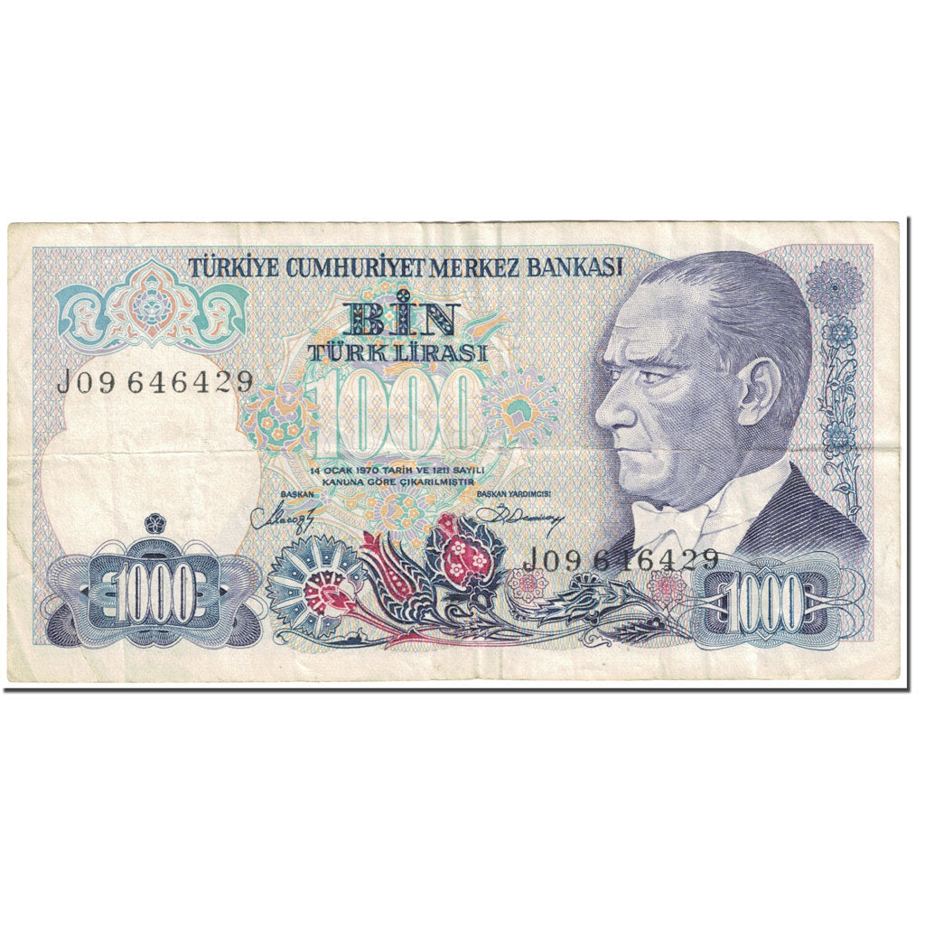 bankovka,
Turecko,
1000 lír