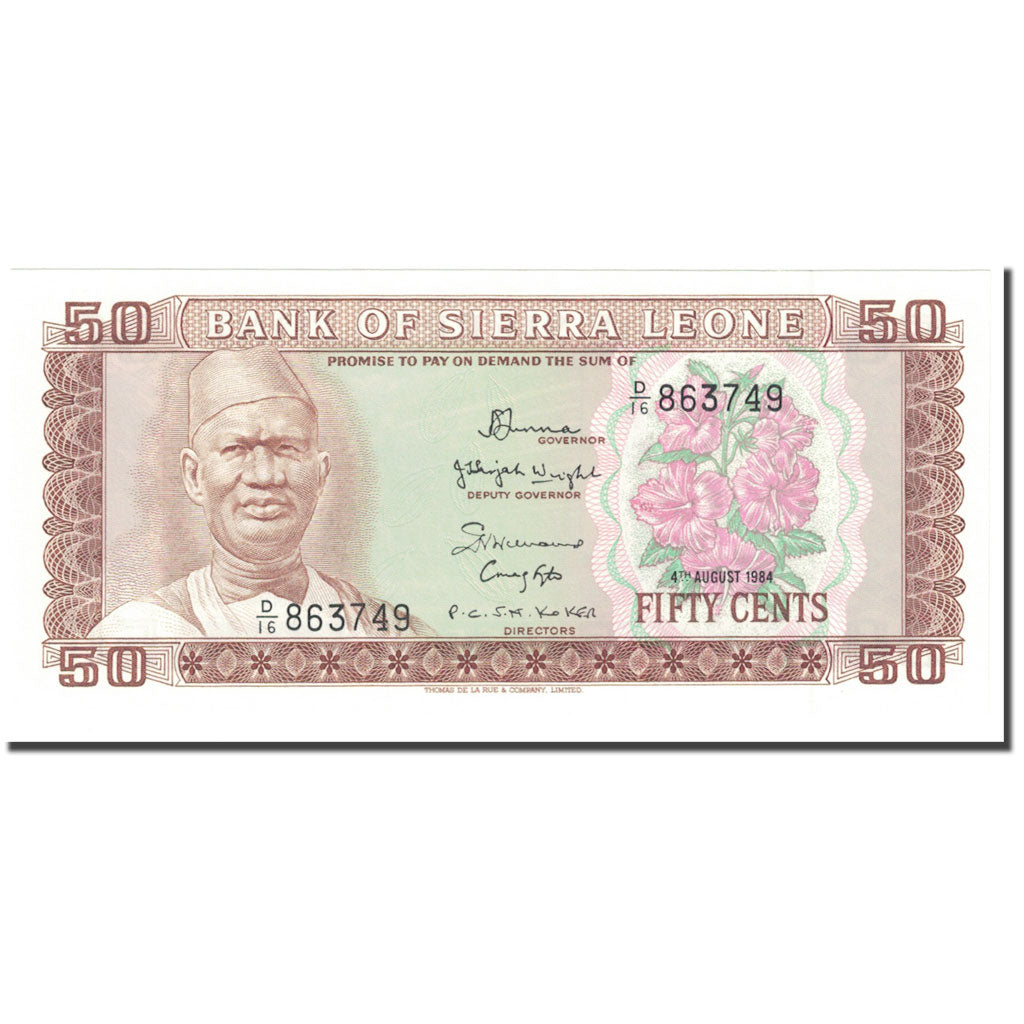 bankovka,
Sierra Leone,
50 centov