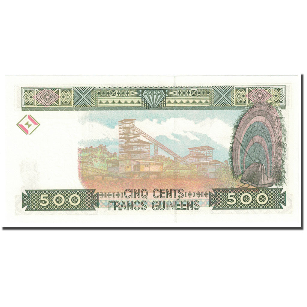 bankovka,
Guinea,
500 frankov