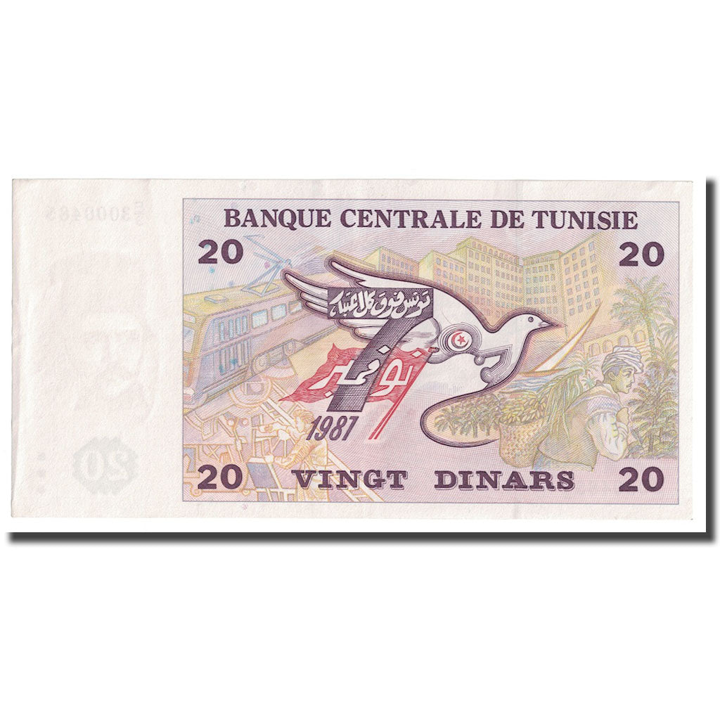 bankovka,
Tunisko,
20 dinárov