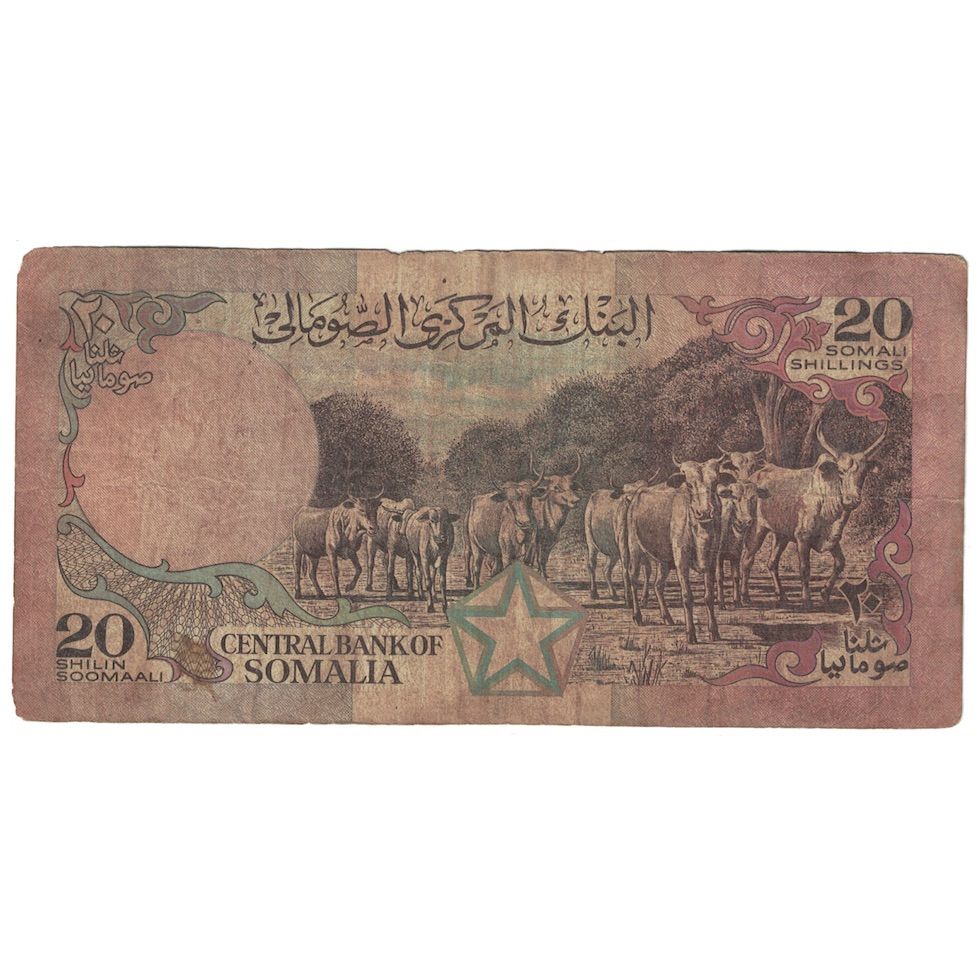 bankovka,
Somálsko,
20 šilinov = 20 šilingov