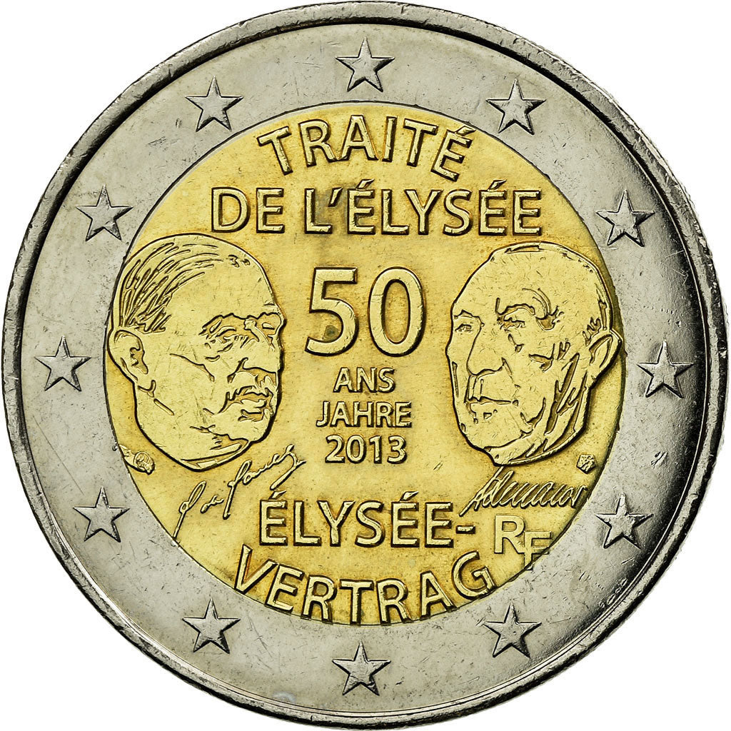 Francúzsko,
2 eurá,
Francúzsko-nemecké priateľstvo