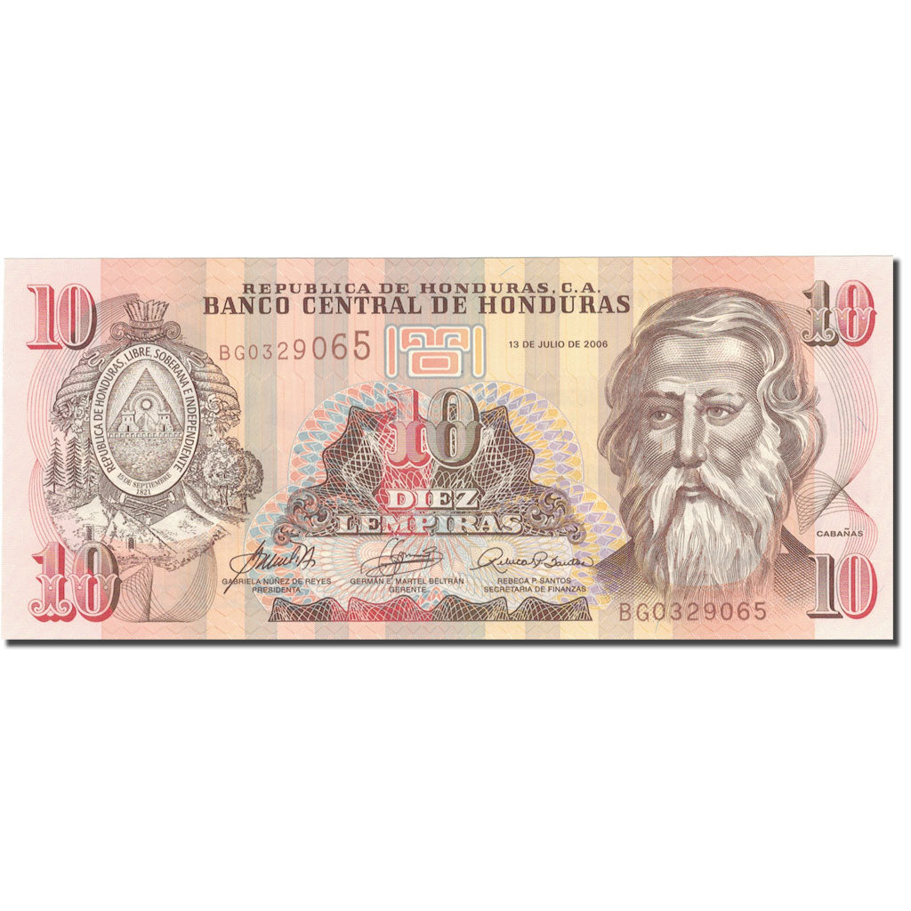 bankovka,
Honduras,
10 lempirov