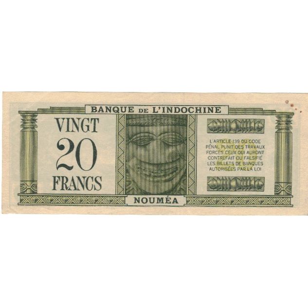bankovka,
Nová Kaledónia,
20 frankov