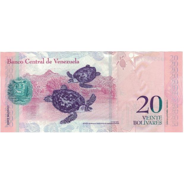 bankovka,
Venezuela,
20 Bolivarov