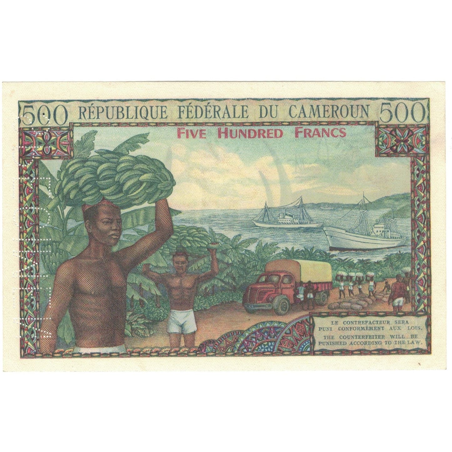 bankovka,
Kamerun,
500 frankov